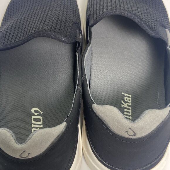 OluKai Men’s Sz 9 Slip On LAE’AHI Black And Gray Rubber White Soles Non Slip - Picture 9 of 9